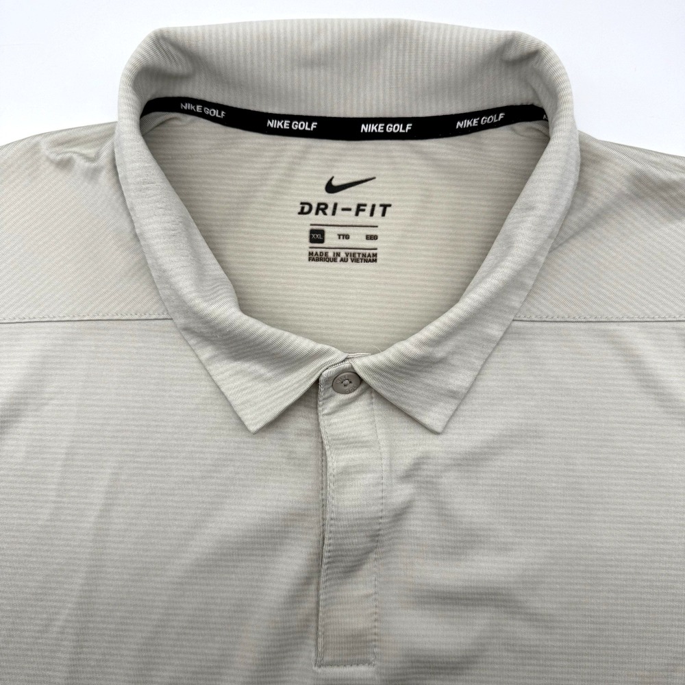 Nike‎ Dri Fit Men's Short Sleeve Gray Striped Short Sleeve Golf Polo Shirt XXL